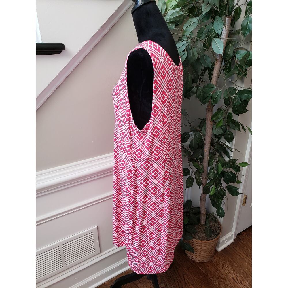 JM Collection Shift Dress Womens XL Pink White Geometric Round Neck Pullover - Picture 11 of 11